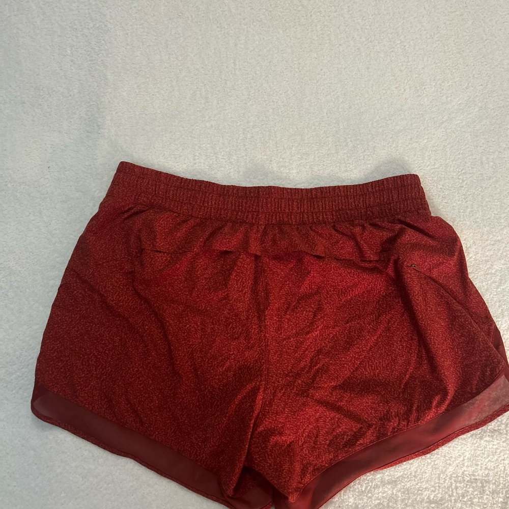 Athleta Mesh Racer Run Shorts Rust Red Speckled Size M - Picture 4 of 10